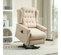 HOMCOM Fabric Lift Recliner Chair, Button Tufted Power Reclining Armchair in Beige HOMCOM Beige
