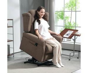 Homcom Power Lift Recliner Armchair With Wingback, Button Tufted In Dark Brown Dark Brown