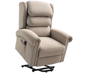 HOMCOM Power Lift Recliner Chair for Elderly, Velvet Electric Riser and Recliner Armchair for Living Room with Remote Control, 2 Side Pockets, Thick Padded Back, Khaki