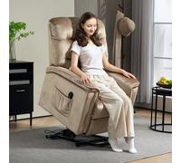 HOMCOM Power Lift Recliner Chair for Elderly w/ Remote Control - Beige - Velvet-touch Fabric, Steel - 103H x 80W x 94Dcm