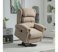 HOMCOM Power Lift Recliner Chair for Elderly with Remote Control - Khaki - Velvet-touch Fabric(100% Polyester), Steel - 110H x 92W x 95Dcm