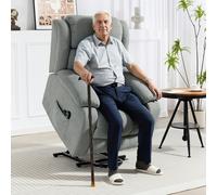 HOMCOM Power Lift Recliner Chair, Lift Chair for Elderly with Massage, Brown - Light Grey - Steel - Light Grey