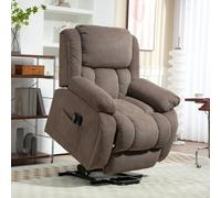 HOMCOM Power Lift Recliner Chair, Reclining Chair with Massage - Steel - Light Brown - Velvet (Polyester)