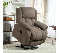 HOMCOM Power Lift Recliner Chair, Reclining Chair with Massage - Steel - Light Brown - Velvet (Polyester)