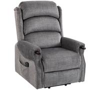 (Grey) HOMCOM Power Lift Recliner Chair with Vibration and Heat, Wood Grip