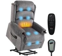 HOMCOM Grey Wooden Grip Vibration and Heat Power Lift Recliner Chair - Size: 111 x 79 x 93cm - Wilko