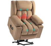 Electric Lift Recliner Chair with Vibration Massage, Heat, USB HOMCOM Light Brown 2 Pack