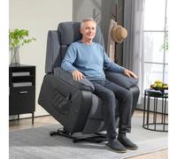 HOMCOM Power Lift Recliner Chair With Remote Control And 2 Side Pockets, Dark Grey, Grey
