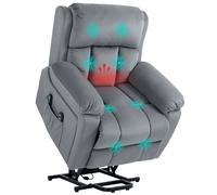 HOMCOM Lift Chair Riser and Recliner Chair with Vibration Massage, Heat, Grey
