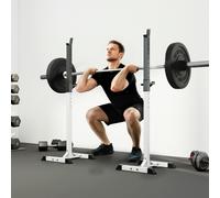 Homcom Power Rack Weight Stand Bar Barbell Squat Stand Spotter, For Home Workout In Black Black