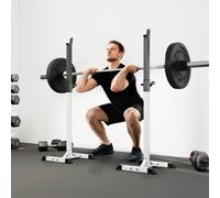 Homcom Power Rack Weight Stand Bar Barbell Squat Stand Spotter, For Home Workout In Black Black