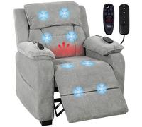 Homcom Power Recliner Chair With Massage And Heat, Spring Seat, Light Grey