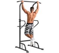 Homcom Power Tower Multi Function Pull Up Station With Adjustable Height In Black Black