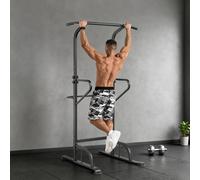 HOMCOM Power Tower Dip Station Pull Up Bar Multi-Function Push Up Equipment with Adjustable Height for Home Gym Strength Training Workout Fitness