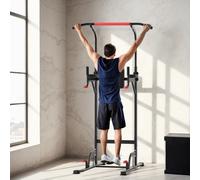HOMCOM Power Tower Station with Dip Stand, Pull Up Bar Home Office Gym Training Workout Equipment