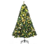 Homcom Pre Lit Artificial Christmas Tree Holiday Décor Ornament Metal Stand In Green Green