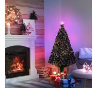 Homcom Pre-Lit Fibre Optic Christmas Tree Artificial Holiday Décor Metal In Green Green
