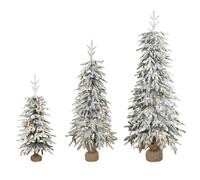 HOMCOM Prelit Flocked Artificial Christmas Tree Set of 3, 3FT/4FT/5FT HOMCOM Multicolor