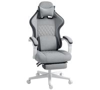 HOMCOM Printed Velvet Computer Recliner Chair with Adjustable Height, Grey, Grey