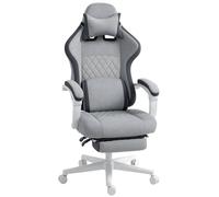 Homcom Printed Velvet Computer Recliner Chair With Adjustable Height, Grey Grey