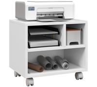 HOMCOM 2-Tier Printer Stand on Wheels with 3 Compartments Desktop Printer Table in White HOMCOM White