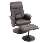 HOMCOM PU Leather 2pc Reclining Armchair w/ Ottoman - Brown, Brown