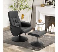 Homcom Pu Leather Armchair And Footrest Swivel Recliner W/ Ottoman Black