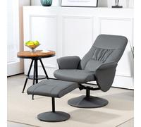 HOMCOM PU Leather Armchair And Footrest Swivel Recliner W/ Ottoman Light Grey/Cream/Dark Grey - Dark Grey | TJ Hughes Light Grey