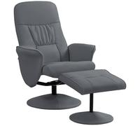 HOMCOM PU Leather Armchair And Footrest Swivel Recliner W/ Ottoman Light Grey/Cream/Dark Grey - Dark Grey | TJ Hughes Light Grey