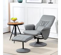 PU Leather Armchair and Footrest Swivel Recliner w/ Ottoman Light Grey HOMCOM Light Grey One Size