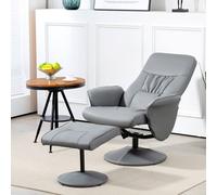Homcom Pu Leather Armchair/Footrest Recliner - Light Grey, Grey