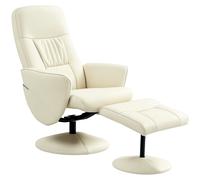 HOMCOM PU Leather Armchair And Footrest Swivel Recliner W/ Ottoman Light Grey/Cream/Dark Grey - Cream | TJ Hughes Light Grey