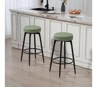 (Green) HOMCOM 360 Swivel Bar Stools Set of 2, PU Leather Barstools with Footrest