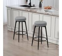 Swivel Bar Stools Set of 2, PU Leather Barstools with Footrest HOMCOM Grey One Size
