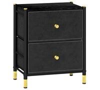HOMCOM PU Leather Bedside Table With 2 Drawers And Steel Legs - Black | TJ Hughes