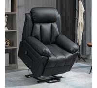 HOMCOM PU Leather Electric Recliner Mobility Lift&Rise Overstuffed Design Black - Black - Metal with wheels - Black