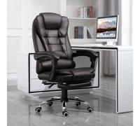 MH Star PU Leather Executive Office Chair with Retractable Footrest, Brown
