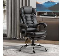 HOMCOM PU Leather Executive Office Chair with Retractable Footrest in Black HOMCOM Black