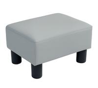 HOMCOM PU Leather Footstool with 4 Plastic Legs, Grey