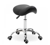 HOMCOM PU Leather Saddle Stool with Moulded Padded Seat Adjustable - Black - PU, Sponge, Steel