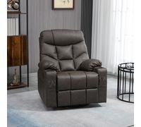 HOMCOM Manual Recliner Chair With Footrest, Cup Holder, Side Pocket, Brown, Brown