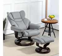 Portland Light Grey PU Leather Recliner Armchair with Footrest - Size: Single - Wilko