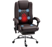 HOMCOM PU Leather Massage Office Chair - Reclining Desk Chair - Grey/Brown - Dark brown | TJ Hughes Grey