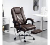 Homcom Pu Leather Massage Office Chair, Reclining Desk Chair In Dark Brown Dark Brown One Size