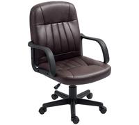 HOMCOM PU Leather Office Chair Swivel Home Computer Desk Chair, Dark Brown