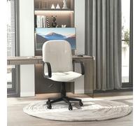 HOMCOM Swivel Executive Office Chair Home Office Mid Back PU Leather Computer Desk Chair for Adults with Arm, Wheels, Cream Aosom UK