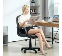 HOMCOM PU Leather Office Chair Swivel Home Computer Desk Chair, Dark Brown - Dark brown