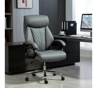 HOMCOM PU Leather Office Chair with Spring Padding, Swivel Wheels in Dark Grey HOMCOM Dark Grey