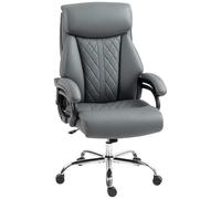 HOMCOM PU Leather Office Chair with Spring Padding - Swivel Wheels - Charcoal grey | TJ Hughes