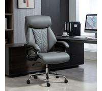 Homcom Pu Leather Office Chair With Spring Padding, Swivel Wheels, Grey